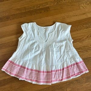 kopai 100% cotton white breezy cap sleeve top size medium